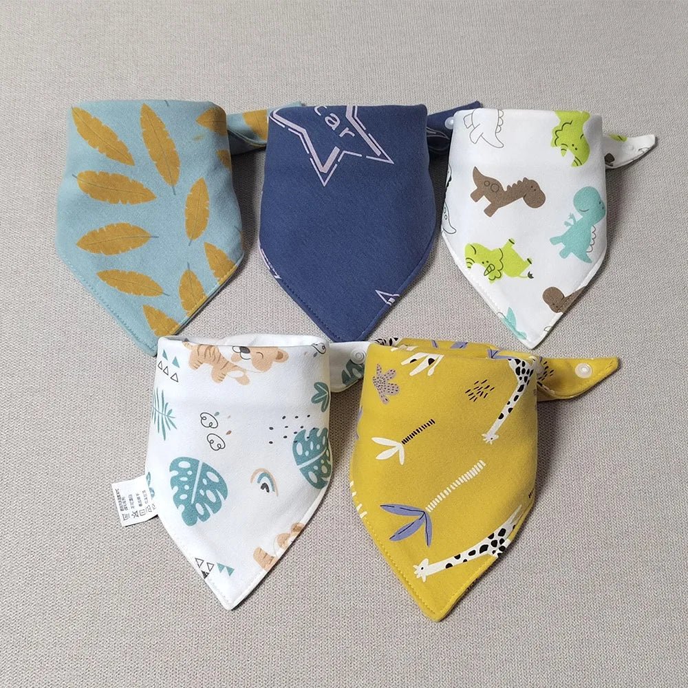 Bavoir triangle en double coton : baver n'a jamais été aussi mignon ! (lot de 5 pièces) - FamilyLK