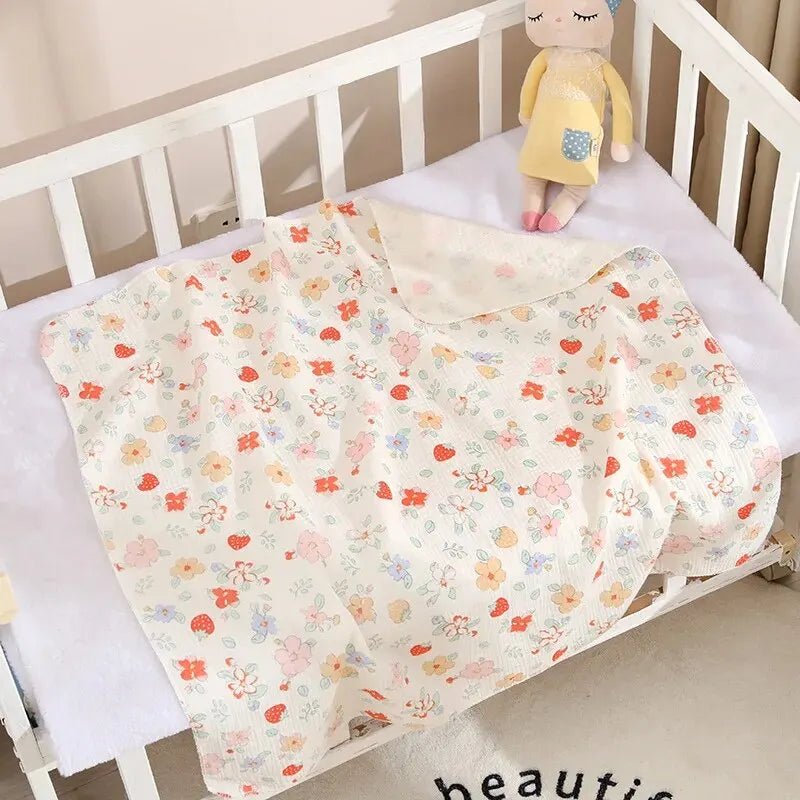 🧸 Couverture de réception bébé 80x80 cm – Mousseline de coton douce – Multi‑usage (bain, lit, poussette) - FamilyLK