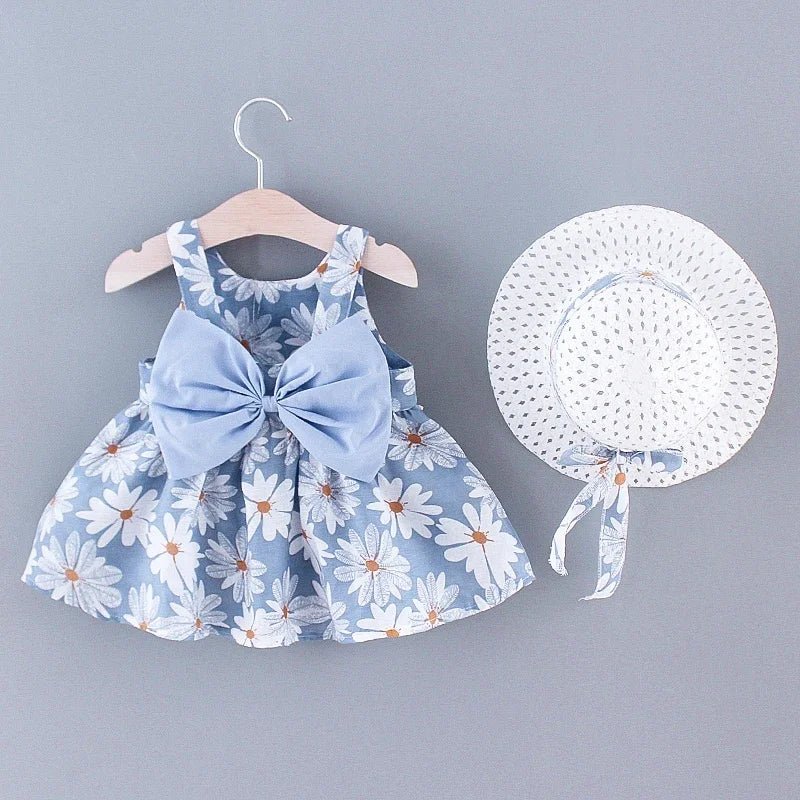 Ensemble estival fleuri robe & chapeau fille : parfait pour les beaux jours ! - FamilyLK