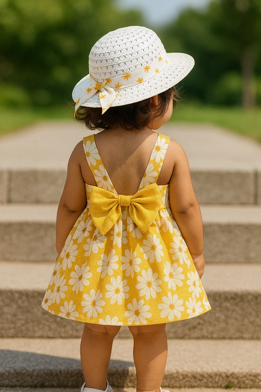 Conjunto de vestido y sombrero floral de verano para niñas: ¡perfecto para los días soleados!