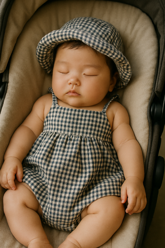 Monos y gorros de cuadros para niñas: ¡elegancia clásica desde la cuna!