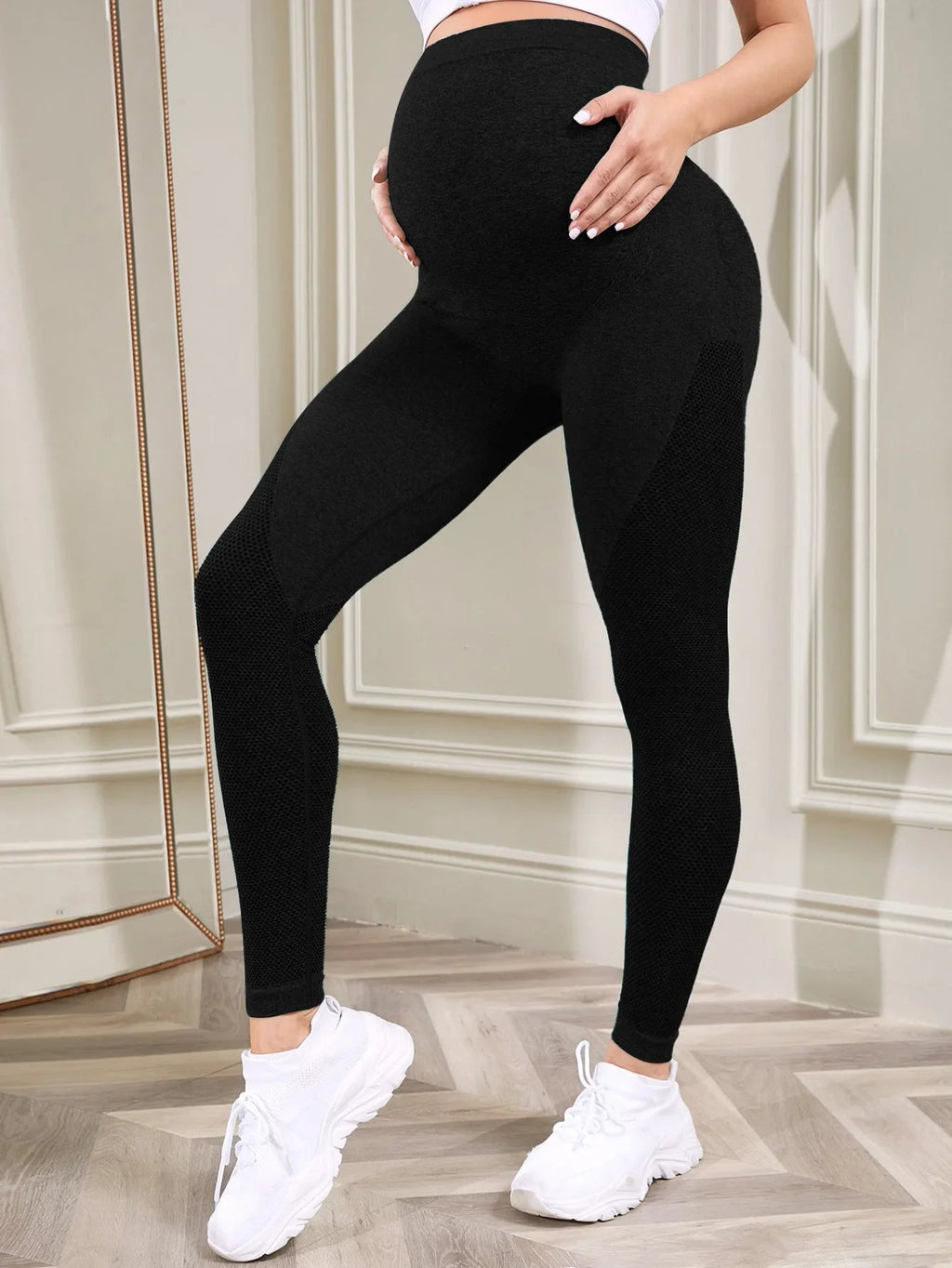 🧘‍♀️ Leggings de maternité full‑length – souples, ventre supporté, parfaits pour yoga & quotidien - FamilyLK
