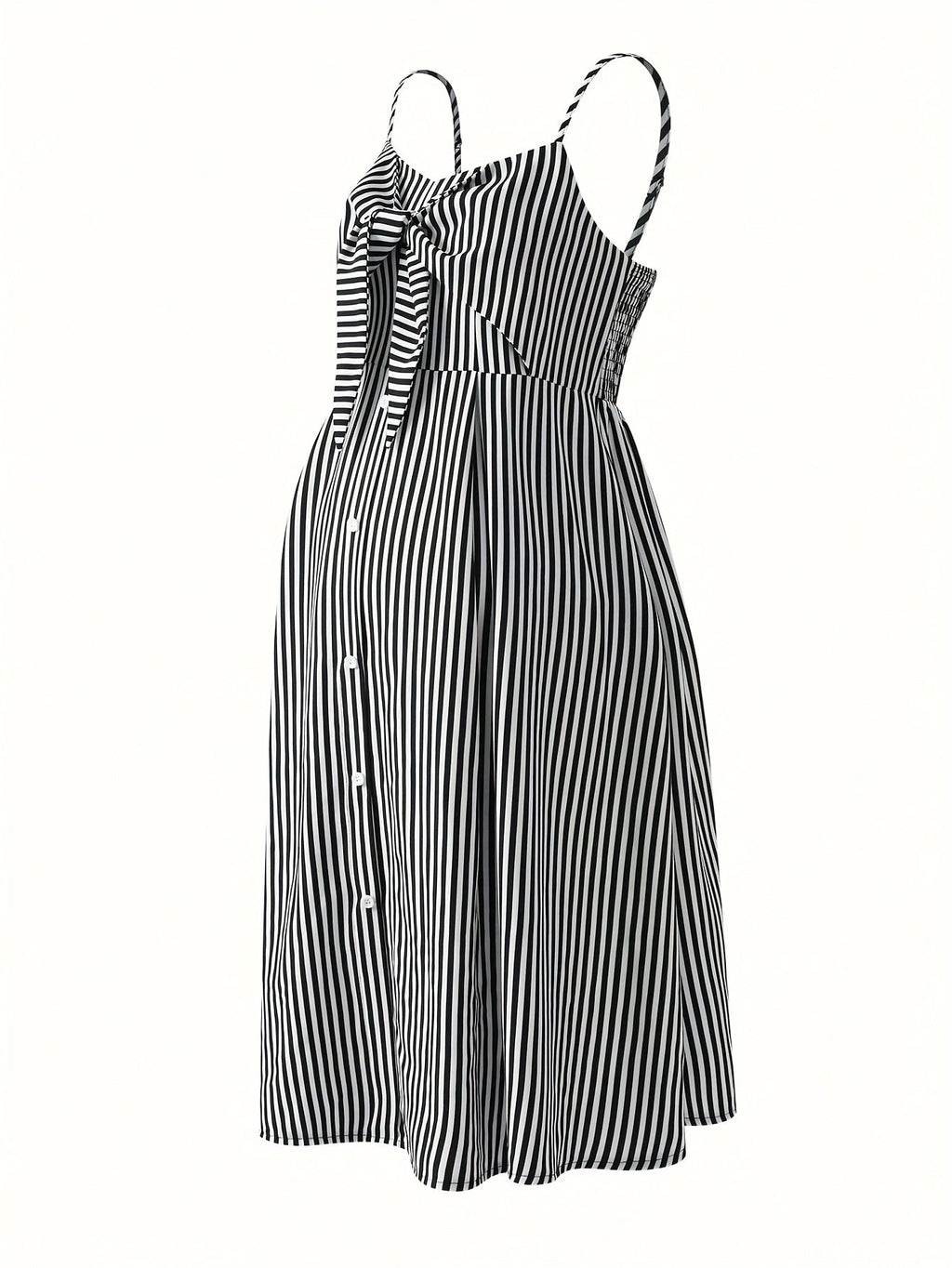 👗Robe de maternité rayée chic 🎀 | Nœud devant – Coupe fluide - FamilyLK