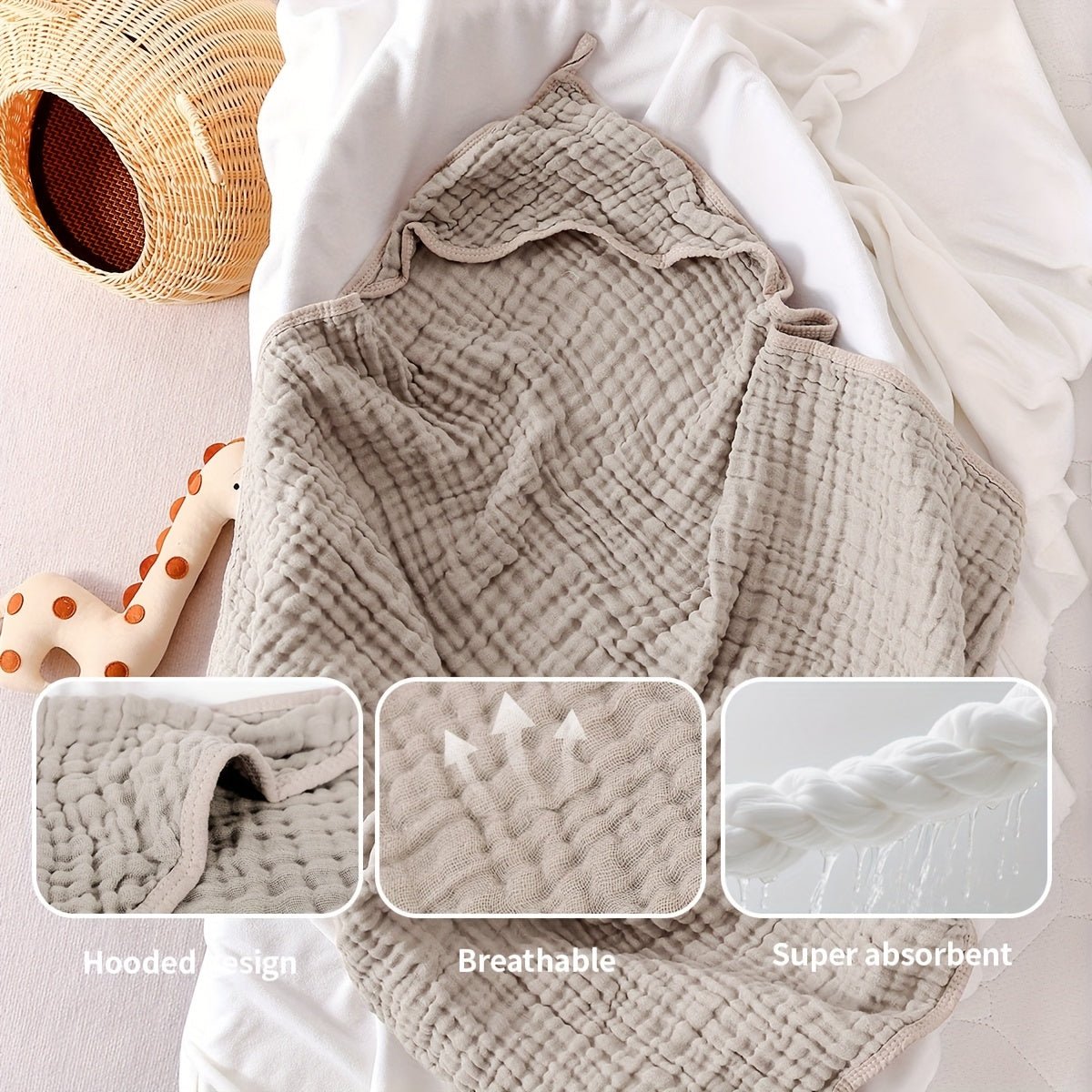 🧼🍼 Serviette à capuche bébé – Douceur & chaleur après le bain 🛁💕 - FamilyLK
